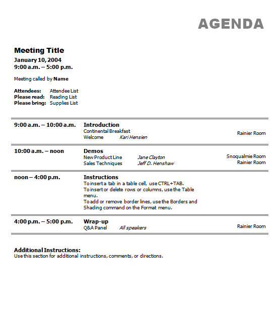 46 Visiting Meeting Agenda Table Format Download with Meeting Agenda Table Format