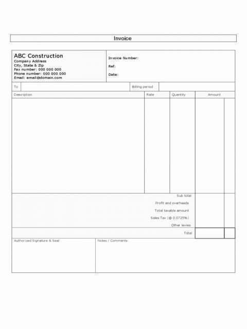 construction invoice template pdf cards design templates