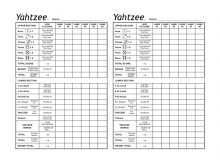 Yahtzee Card Template