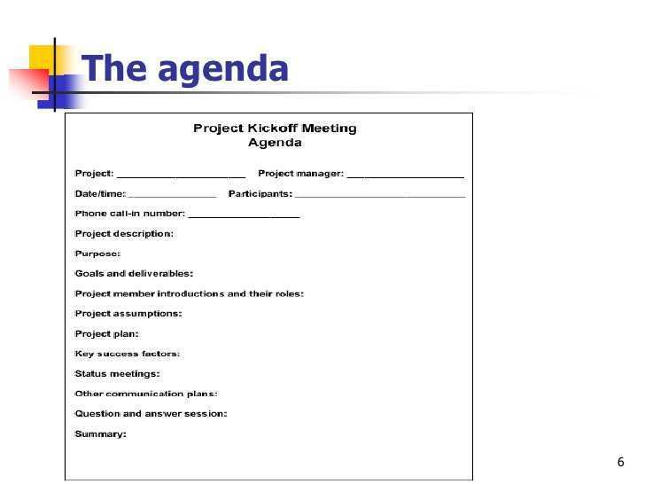 Construction Project Kickoff Meeting Agenda Template Cards Design