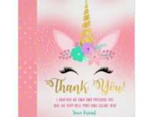 Thank You Card Template Unicorn