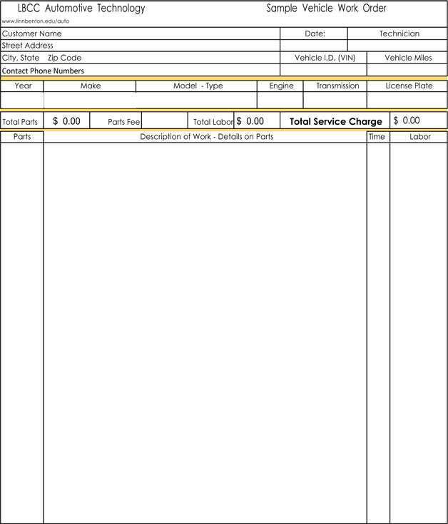 48 Best Garage Invoice Template Pdf in Word for Garage Invoice Template Pdf