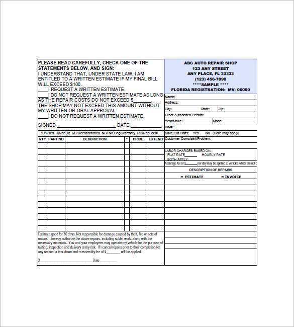 48 Customize Car Repair Invoice Template Excel in Word for Car Repair Invoice Template Excel