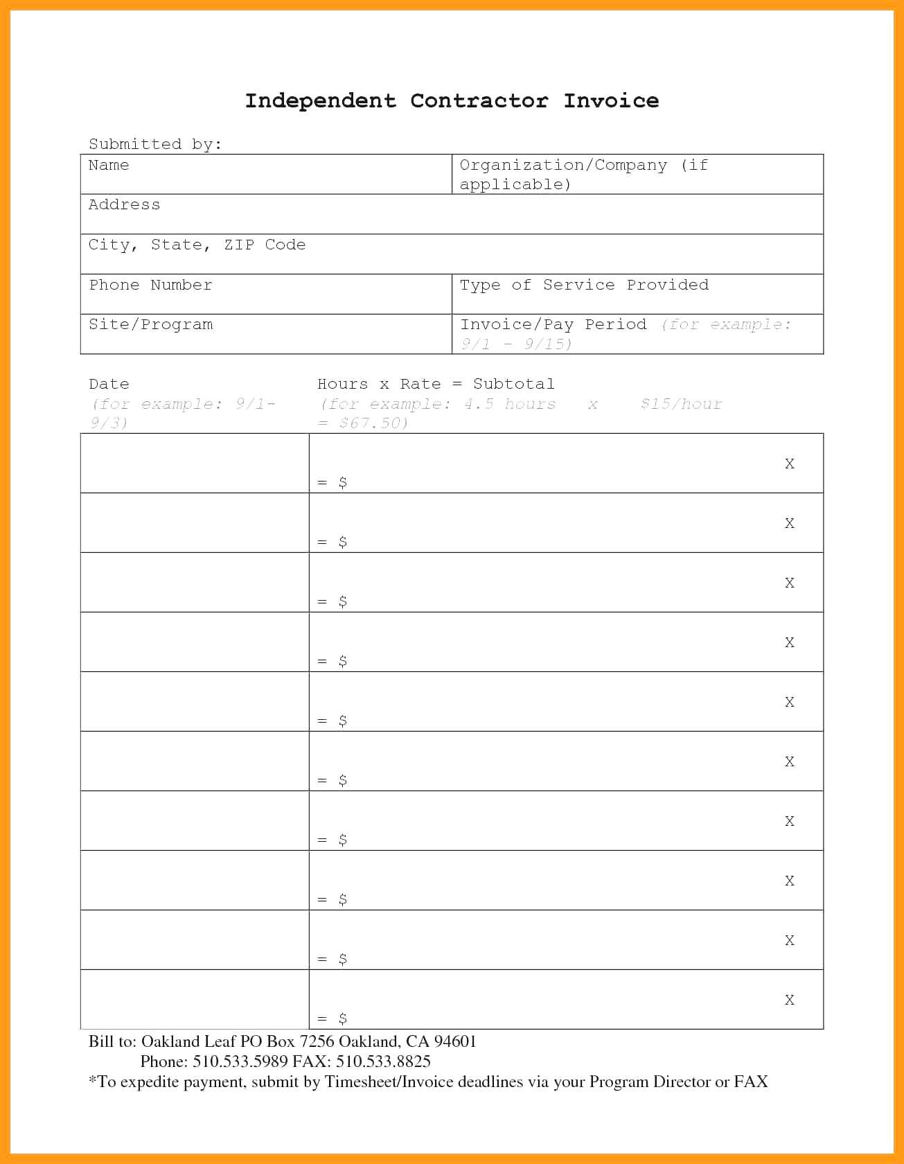 48 Customize Our Free Independent Contractor Invoice Template In Word With Independent Contractor Invoice Template Cards Design Templates