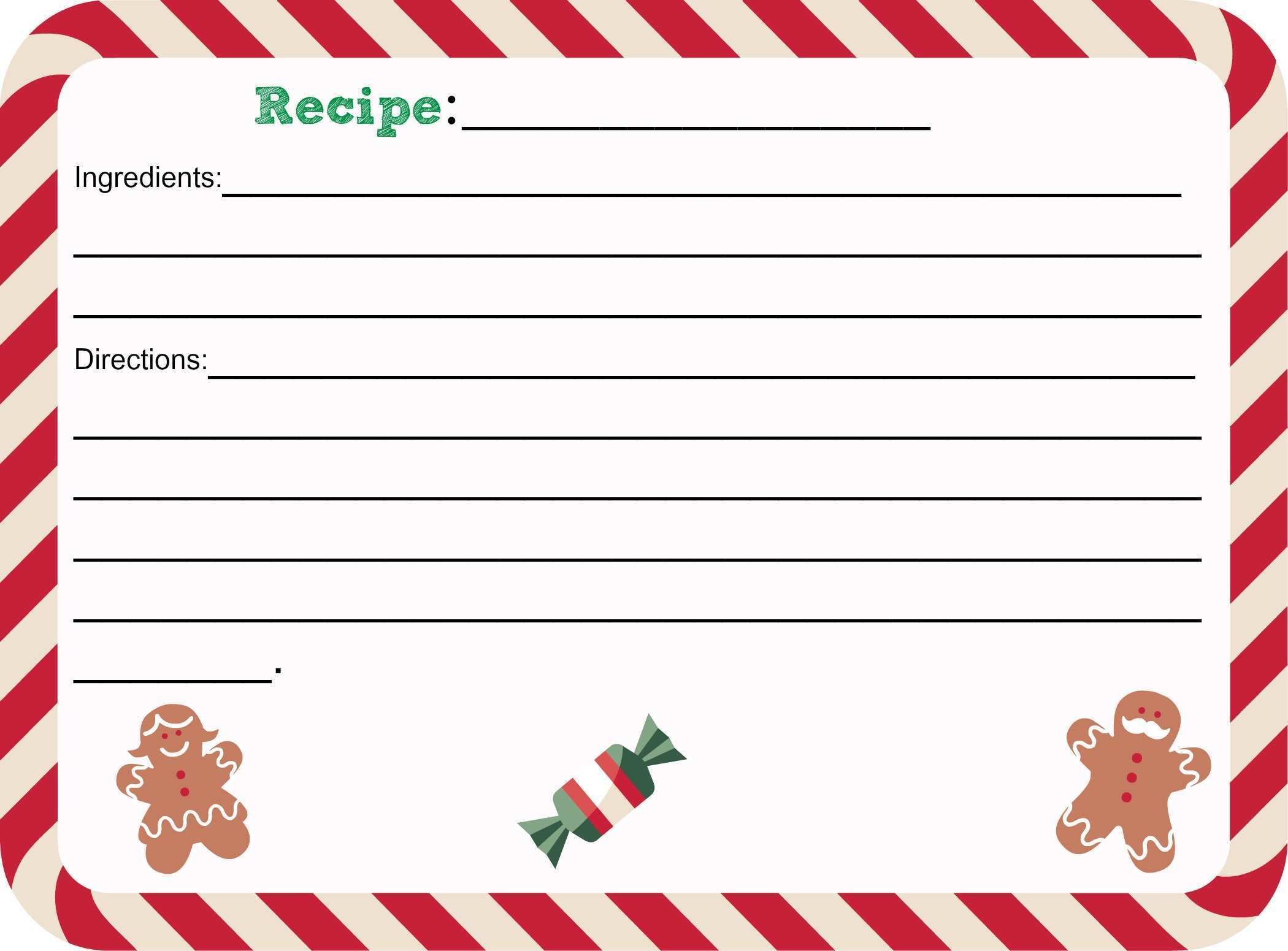 48 Format Free Printable Christmas Recipe Card Template Now with Free Printable Christmas Recipe Card Template
