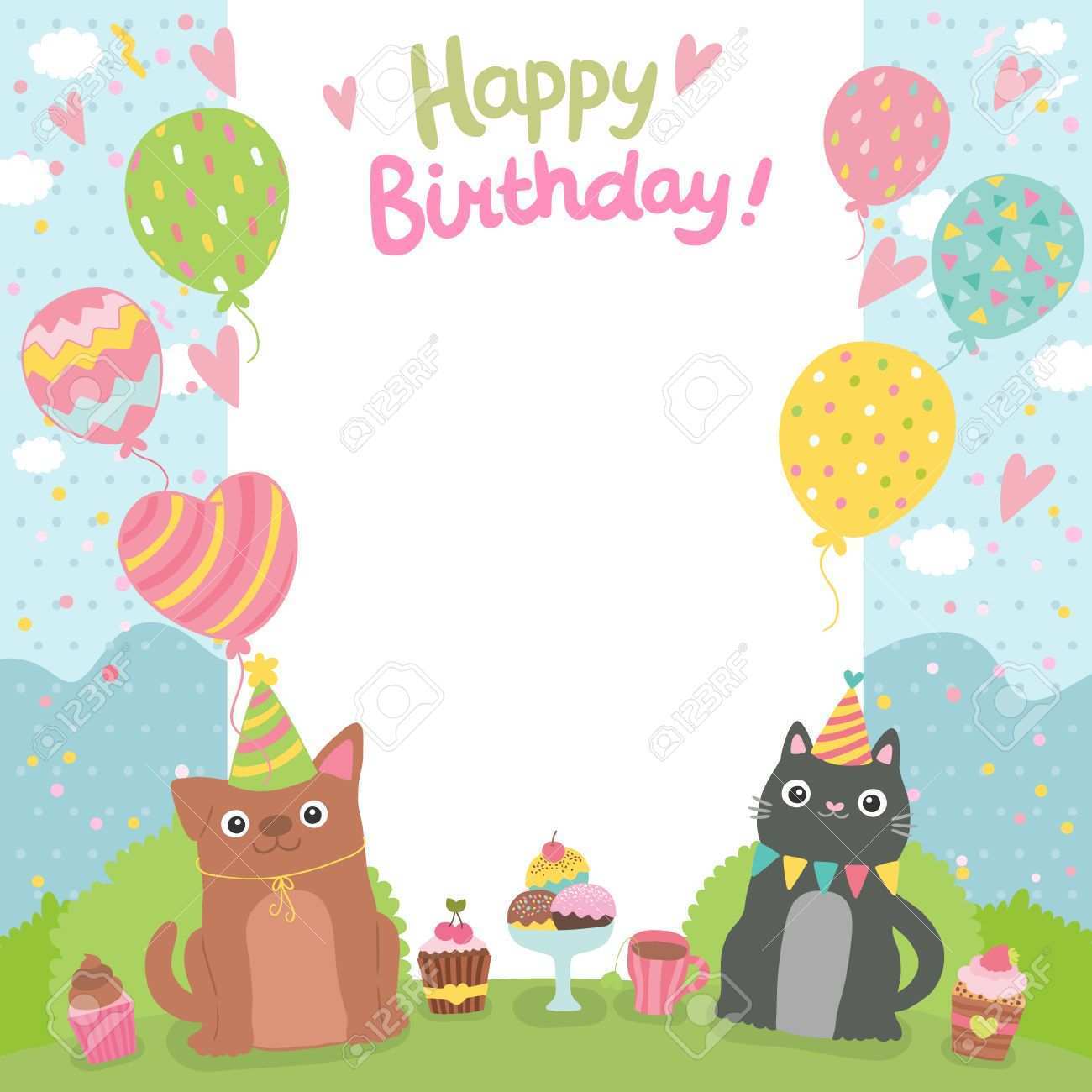 48 The Best Birthday Card Template Cat Layouts by Birthday Card Template Cat