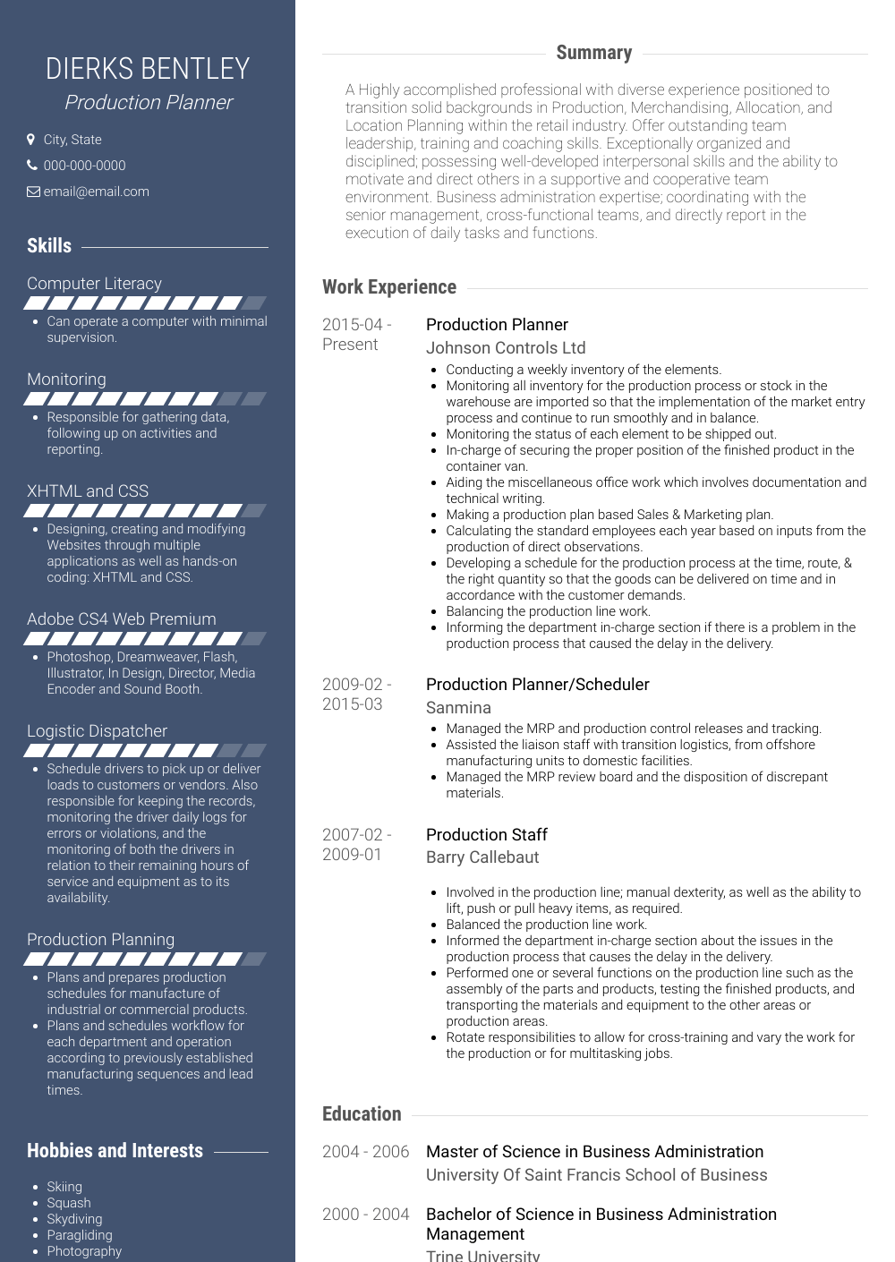 49 Customize Production Planner Resume Template For Ms Word By 