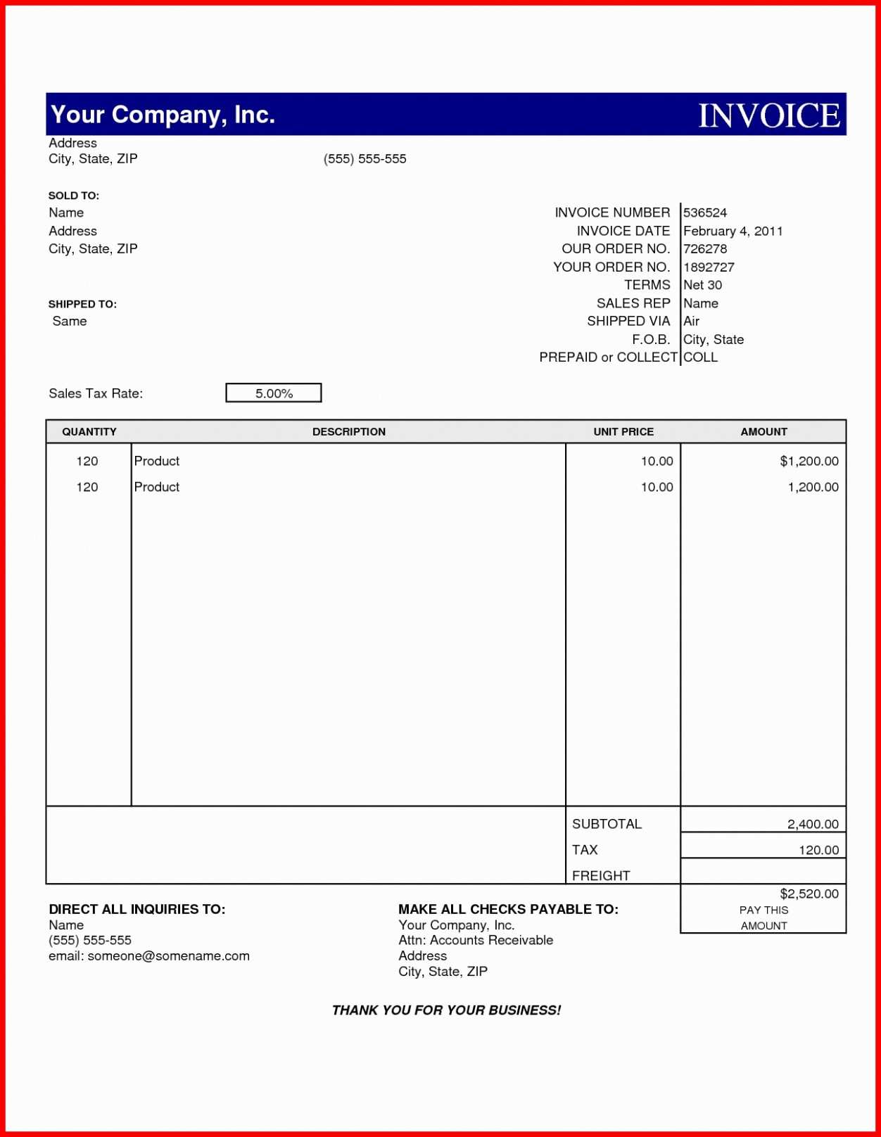 Invoice Template For Designers
