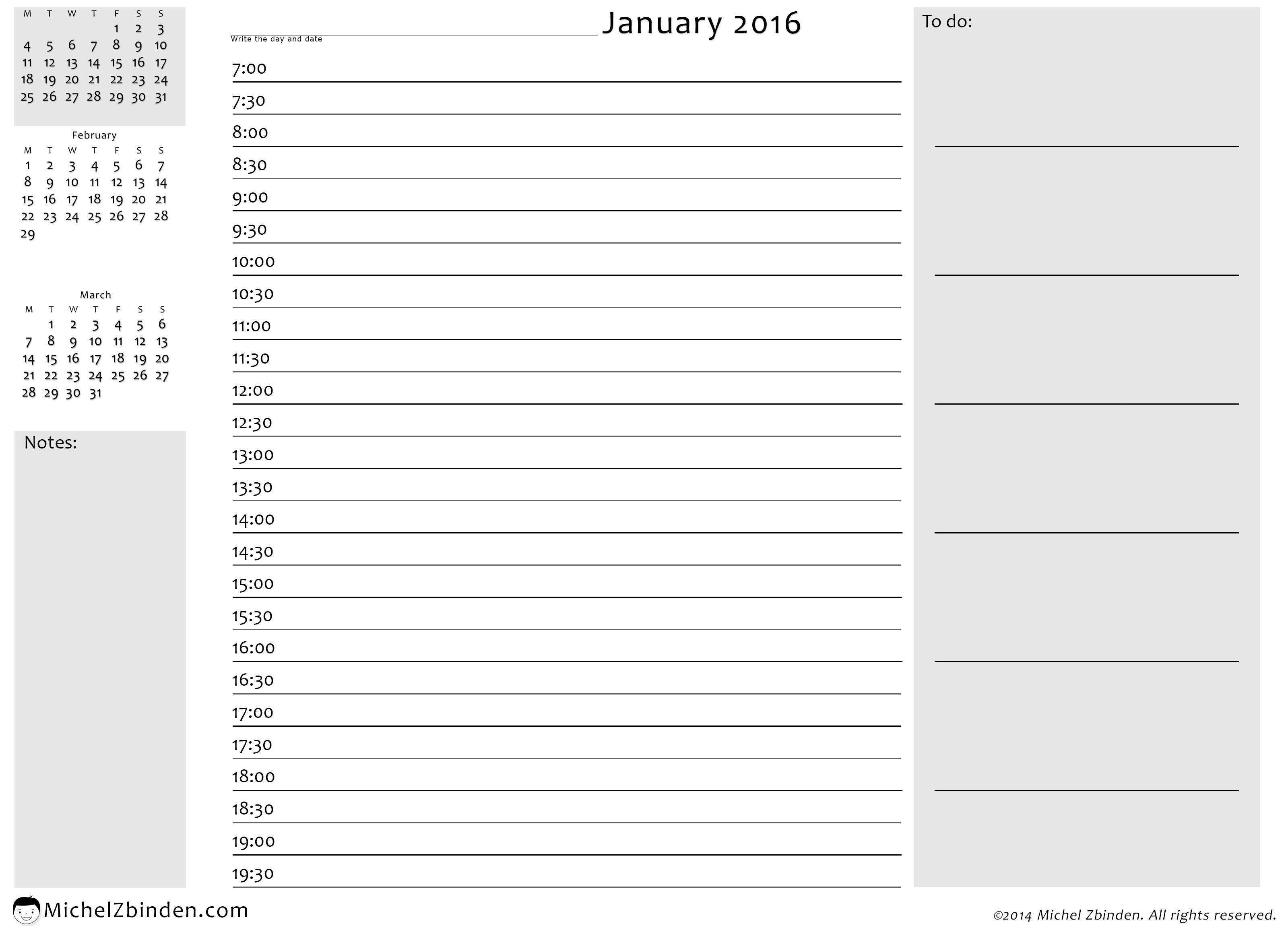 49 Standard Daily Calendar 2016 Template Download with Daily Calendar 2016 Template