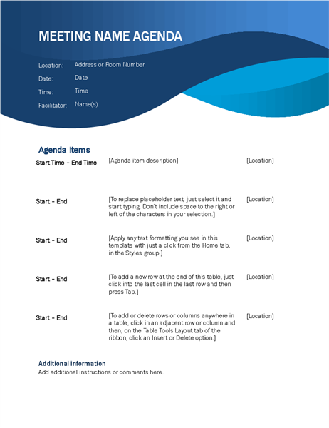 Creative Meeting Agenda Template Cards Design Templates