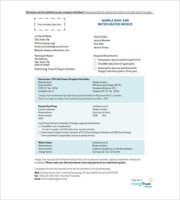50 Format Hvac Company Invoice Template for Ms Word by Hvac Company Invoice Template