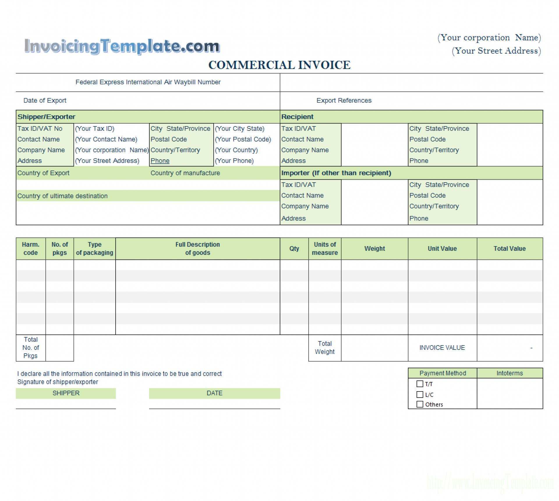 Recipient city. Коммерческий инвойс. Commercial Invoice Template. Payment method в инвойсе. Commercial Invoice Sample.