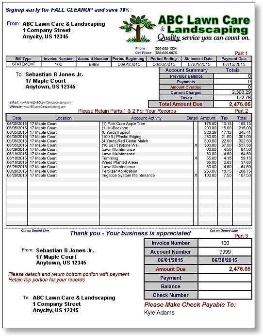 50 Printable Lawn Care Service Invoice Template in Word for Lawn Care Service Invoice Template