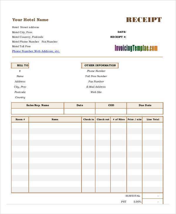 Hotel Invoice Template Word Doc Cards Design Templates