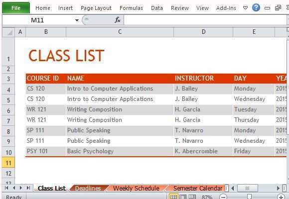 51 Blank Student Class Schedule Template in Word with Student Class Schedule Template