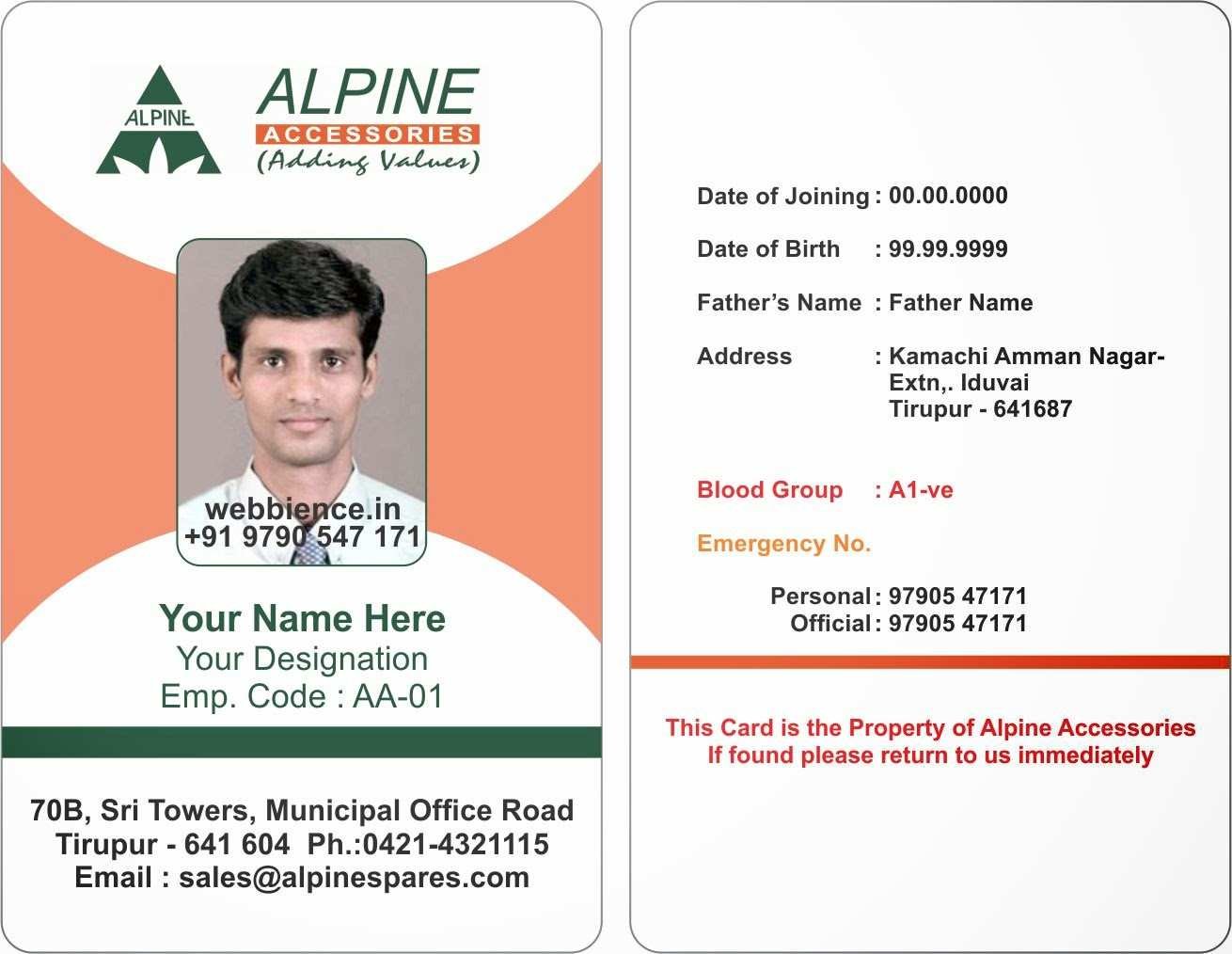 Employee Id Card Template Free Download Word - Cards ...