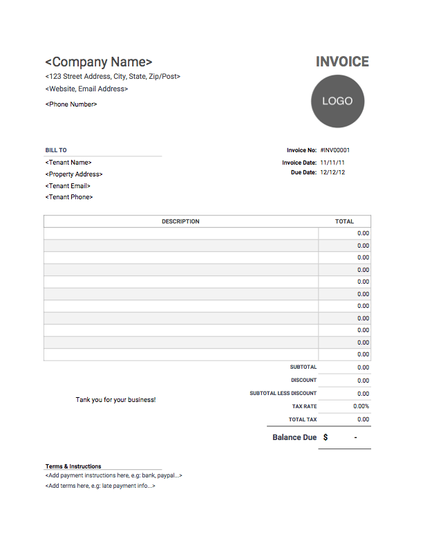 51 Customize Blank Rent Invoice Template Now with Blank Rent Invoice Template