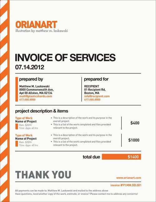 Invoice number for freelance work