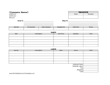 52 Blank Blank Labor Invoice Template Layouts with Blank Labor Invoice Template