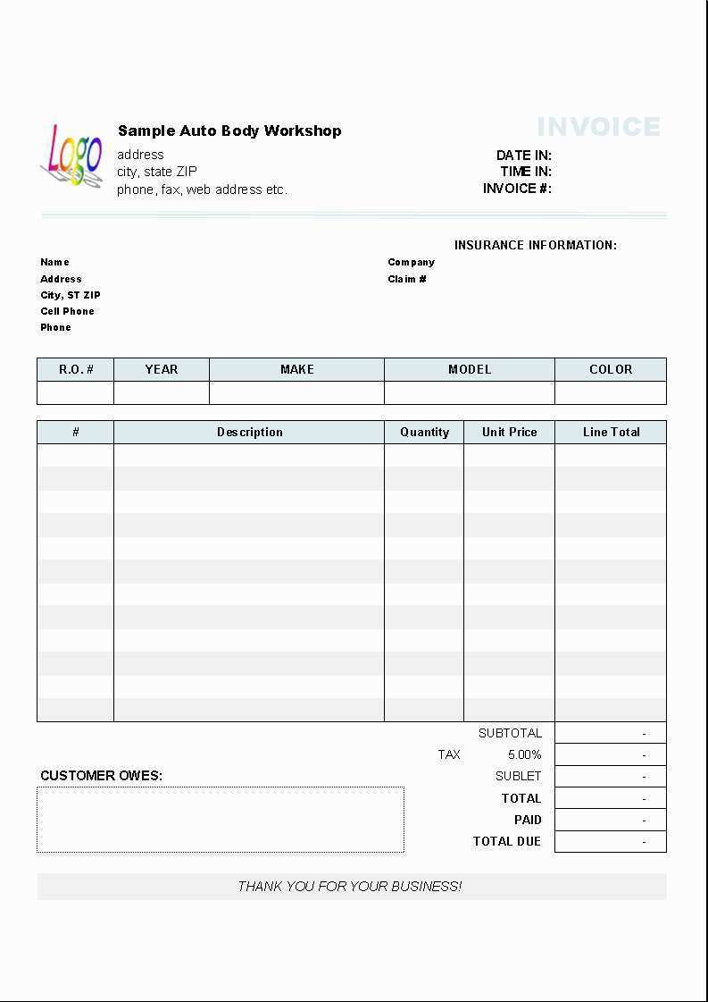 52 Customize Garage Invoice Template Pdf For Free by Garage Invoice Template Pdf