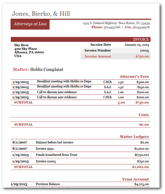 52 Lawyer Invoice Example For Free with Lawyer Invoice Example