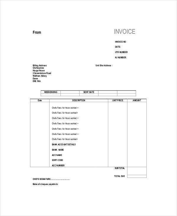 52 Printable Blank Self Employed Invoice Template Psd File For Blank Self Employed Invoice 4631