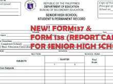 Junior High School Report Card Template