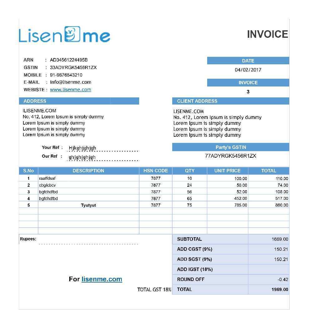 Tax Invoice Template Free Download Word