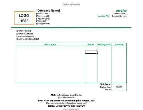 53 Creating Hourly Invoice Template Pdf in Word for Hourly Invoice Template Pdf