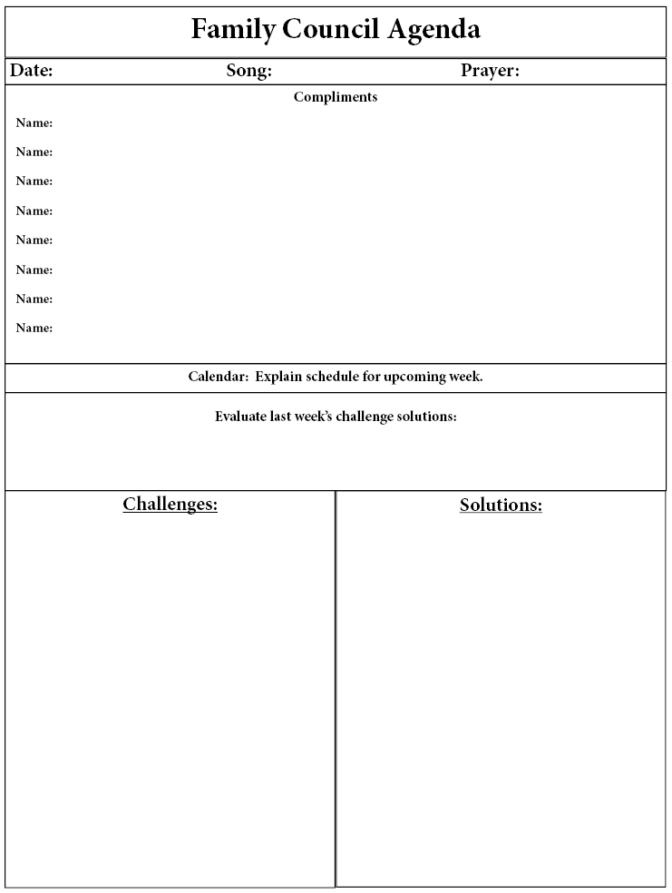 53 Customize Our Free Lds Family Council Agenda Template for Lds Family Council Agenda Template