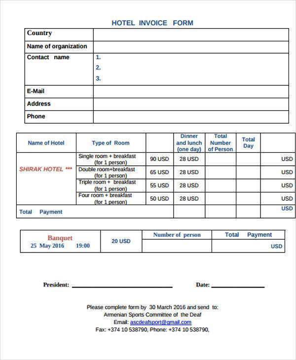 53 Customize Our Free Sample Hotel Invoice Template in Word for Sample Hotel Invoice Template