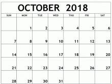 53 Format Daily Calendar Template October 2018 Formating for Daily Calendar Template October 2018