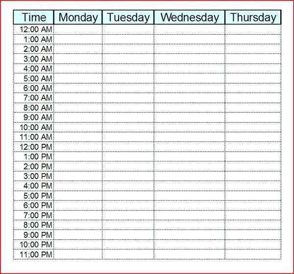 24 Hour Weekly Schedule Template from legaldbol.com