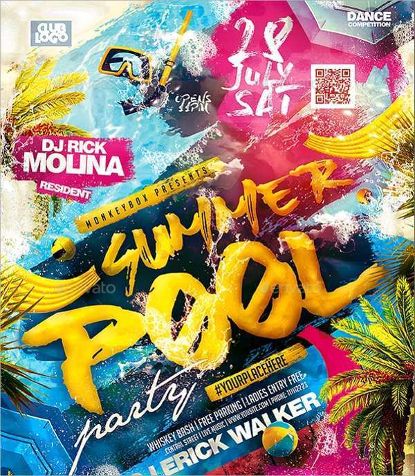 53 Standard Pool Party Flyer Template PSD File for Pool Party Flyer Template