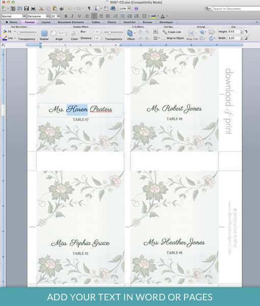 54 Best Place Card Template For Microsoft Word for Ms Word by Place Card Template For Microsoft Word