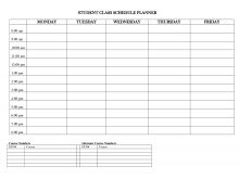 Class Schedule Template Excel