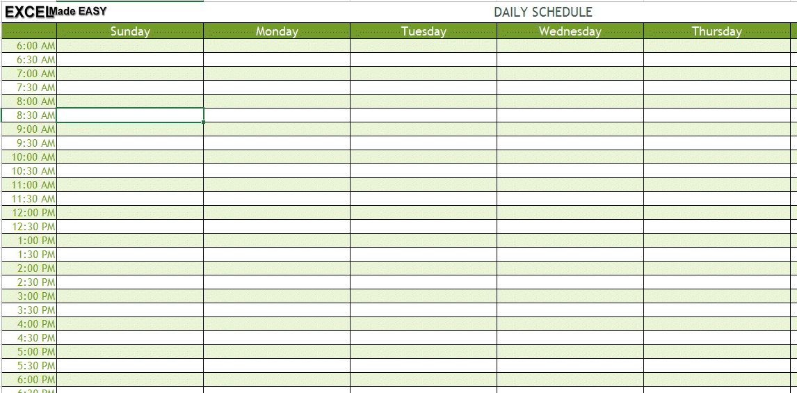 A Daily Schedule Template - Cards Design Templates