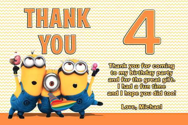 Free Printable Minion Thank You Card Template