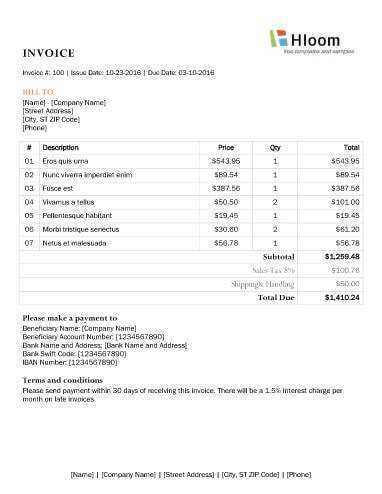 54 Online Invoice Template Doc Now for Invoice Template Doc