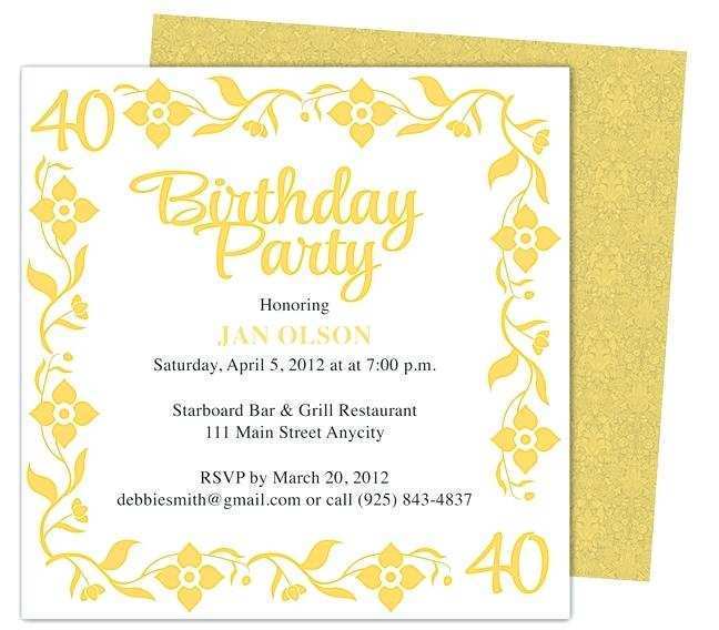 54 Printable 40Th Birthday Card Template Free in Photoshop for 40Th Birthday Card Template Free
