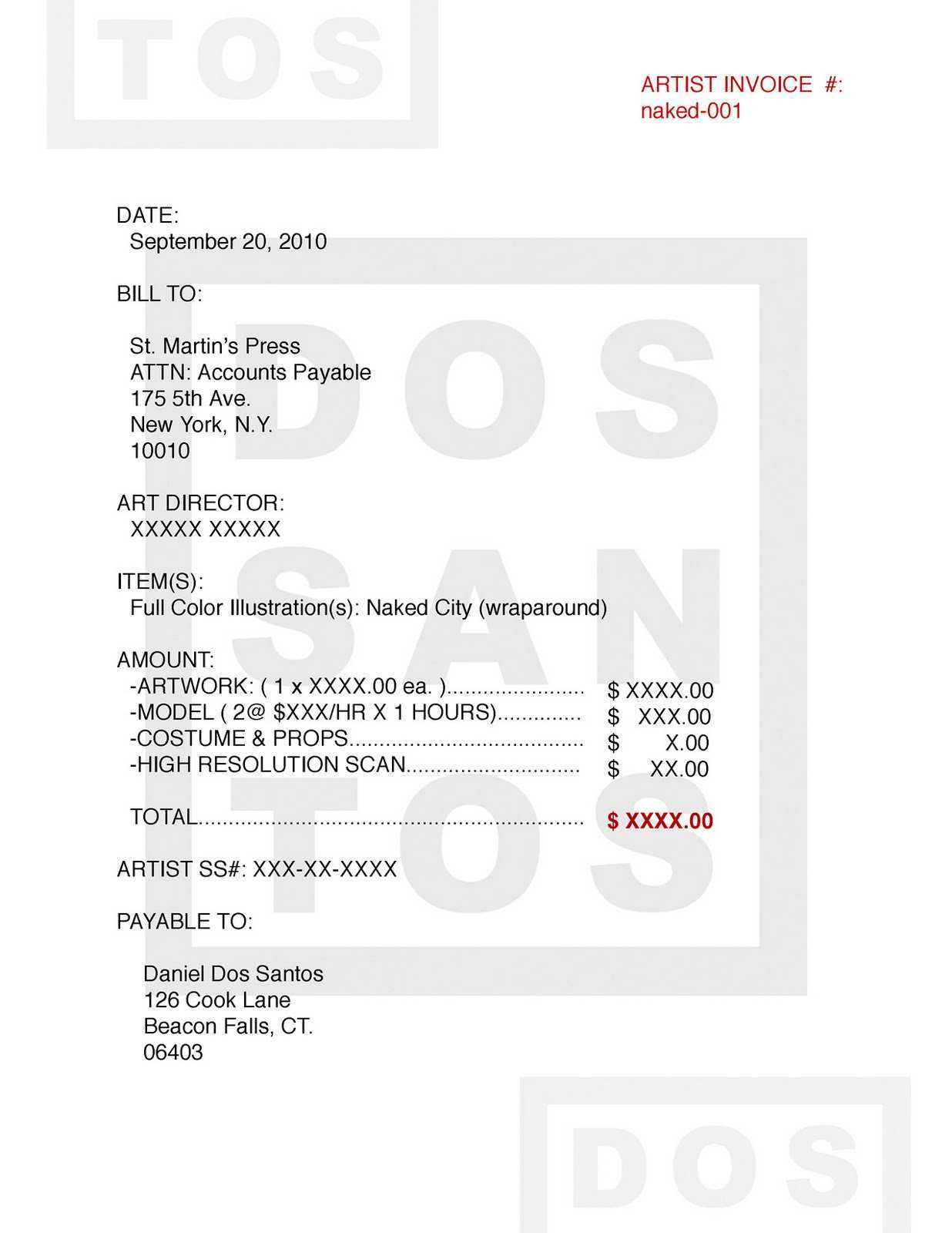 54 Printable Artist Invoice Example for Ms Word by Artist Invoice ...