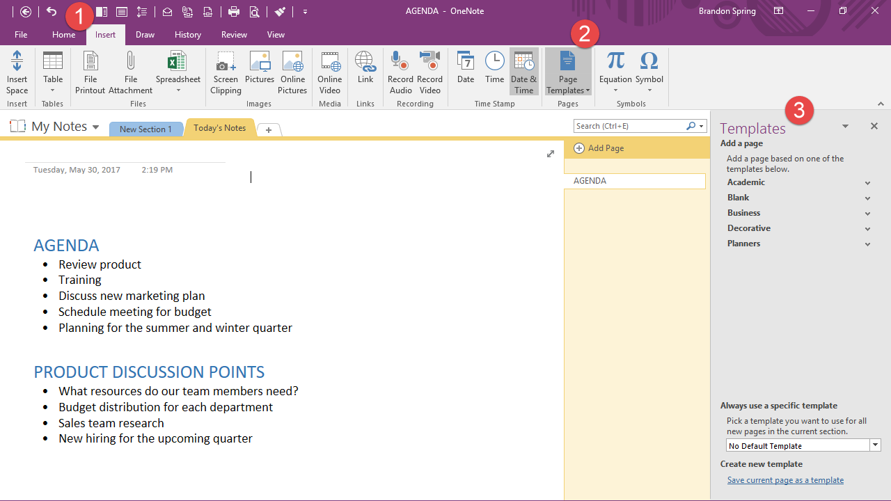 One Note Meeting Template Collection