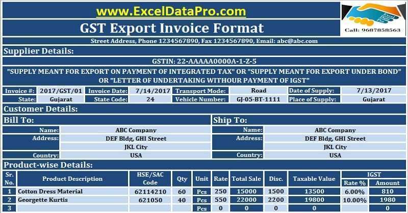 55 Creative Export Invoice Format Under Gst Download with Export Invoice Format Under Gst