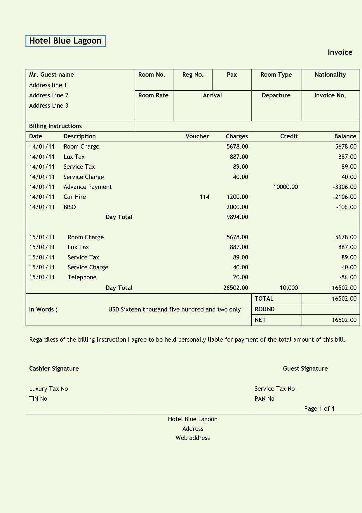 55 Customize Hotel Invoice Template Pdf in Photoshop for Hotel Invoice Template Pdf