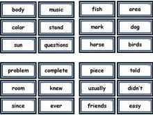 Spelling Word Flash Card Template