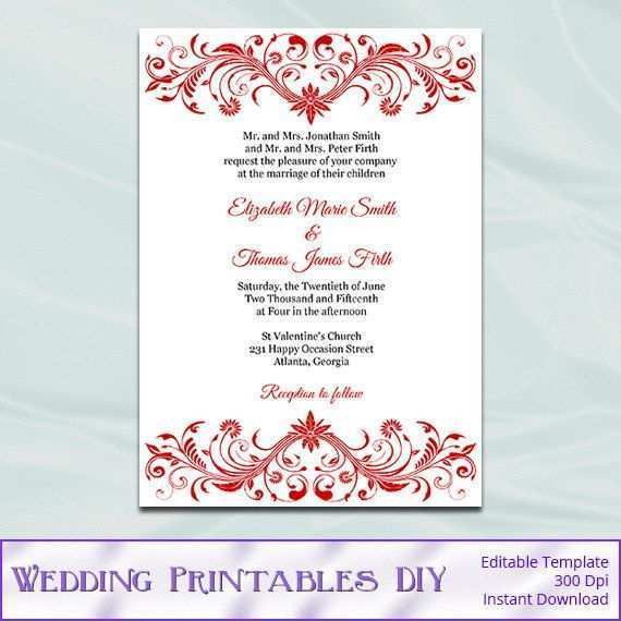 55 Format Wedding Card Template Red Photo with Wedding Card Template Red