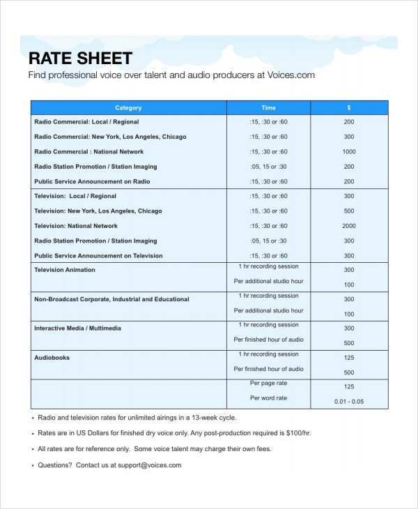 55 Free Printable Rate Card Template In Word PSD File by Rate Card Template In Word