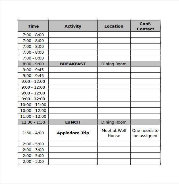 Interview Itinerary Template