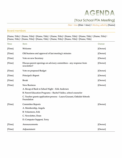 55 Report Agenda Template For Seminar Now for Agenda Template For Seminar