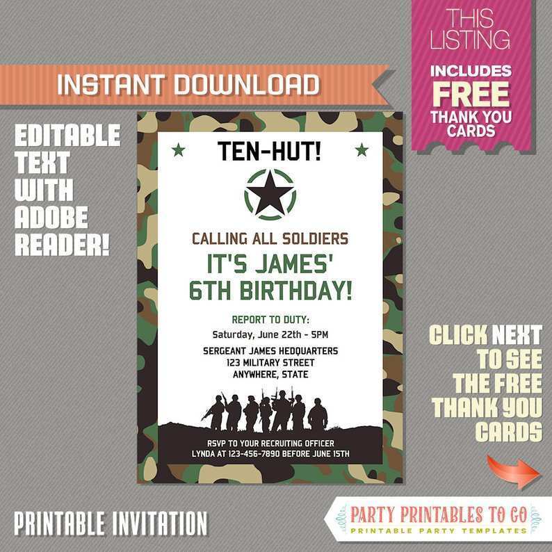 55 Visiting Army Birthday Card Template by Army Birthday Card Template